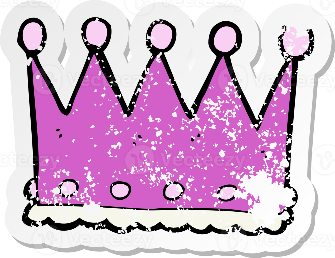 retro distressed sticker of a cartoon crown png