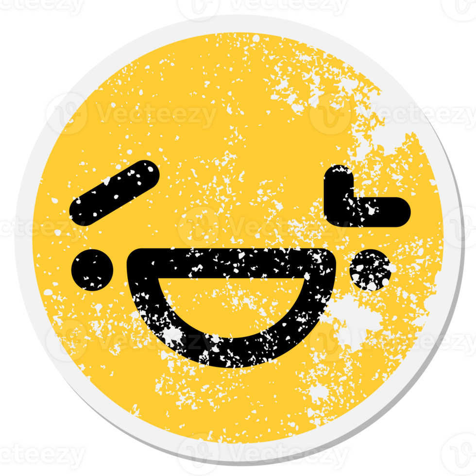 happy face with raised eyebrow circular sticker png