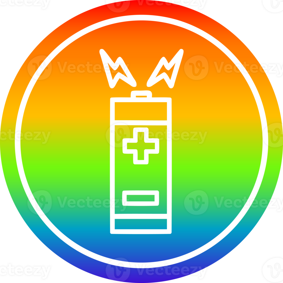 battery circular icon with rainbow gradient finish png
