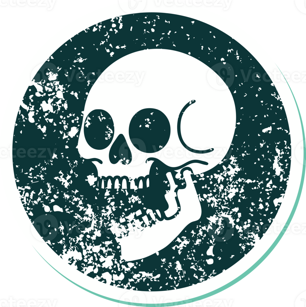 iconic distressed sticker tattoo style image of a skull png