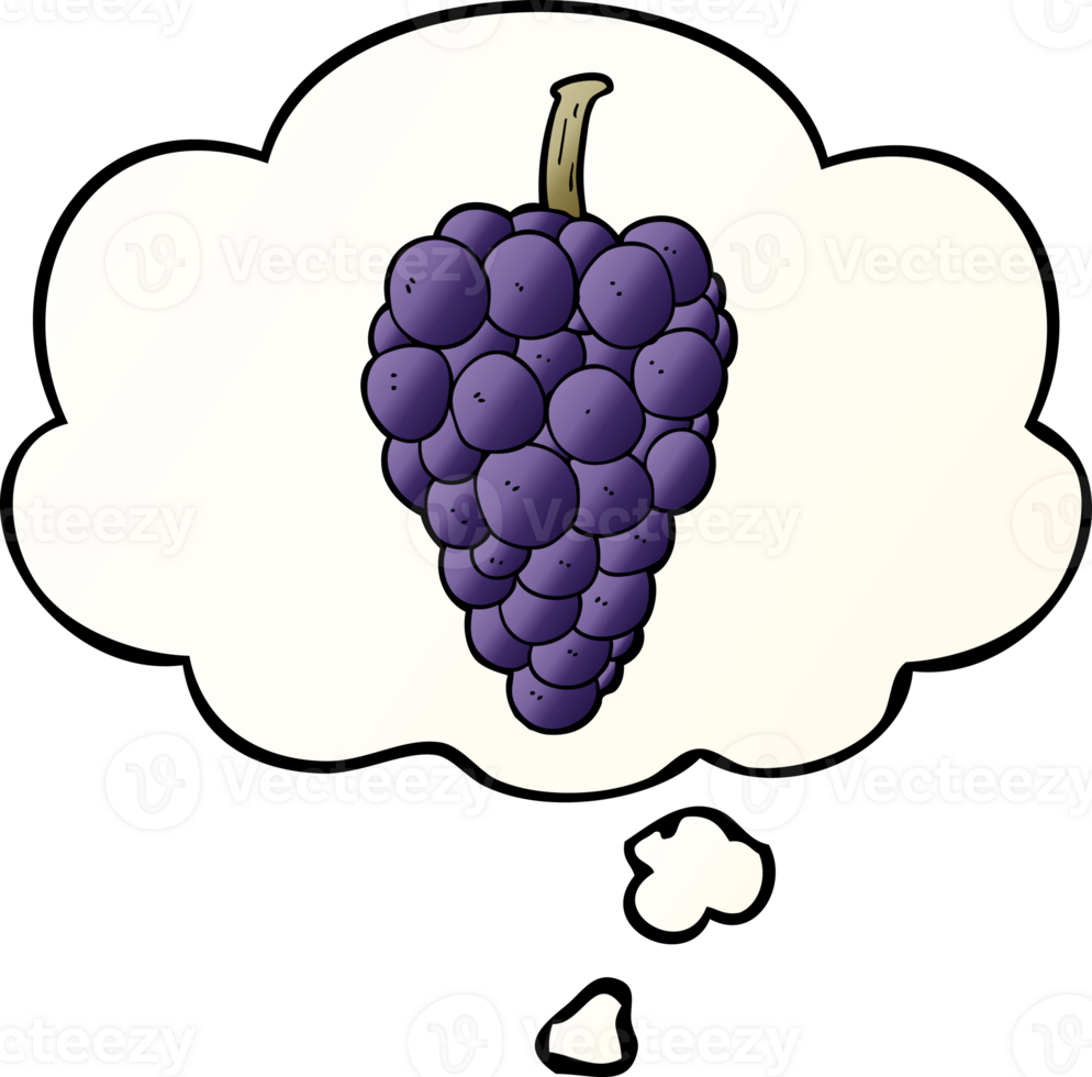 cartoon grapes with thought bubble in smooth gradient style png