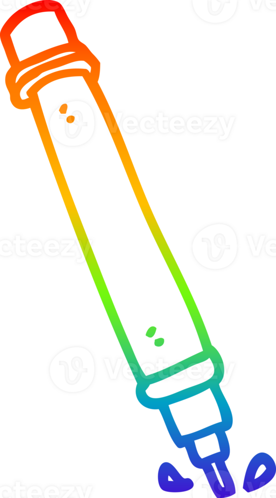 rainbow gradient line drawing of a cartoon marker pen png