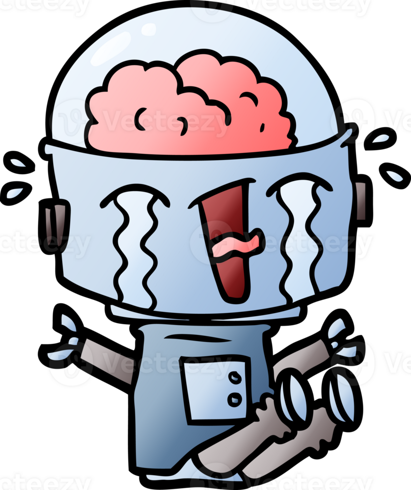 cartoon crying robot png