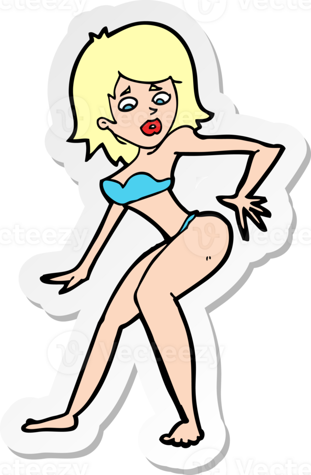 sticker of a cartoon woman in bikini png