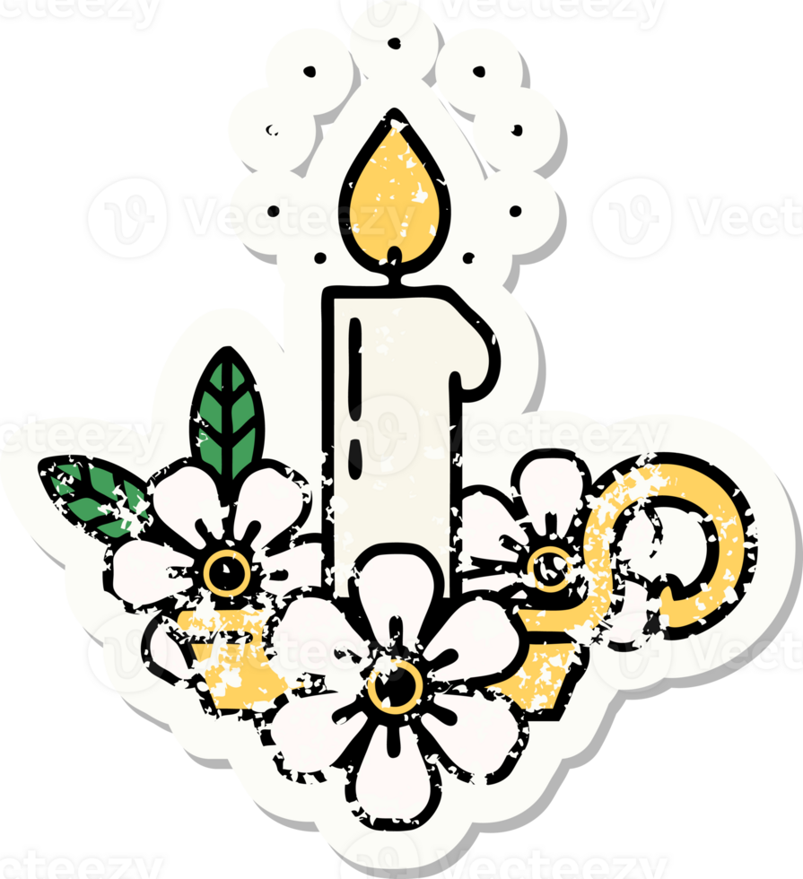 distressed sticker tattoo in traditional style of a candle holder png