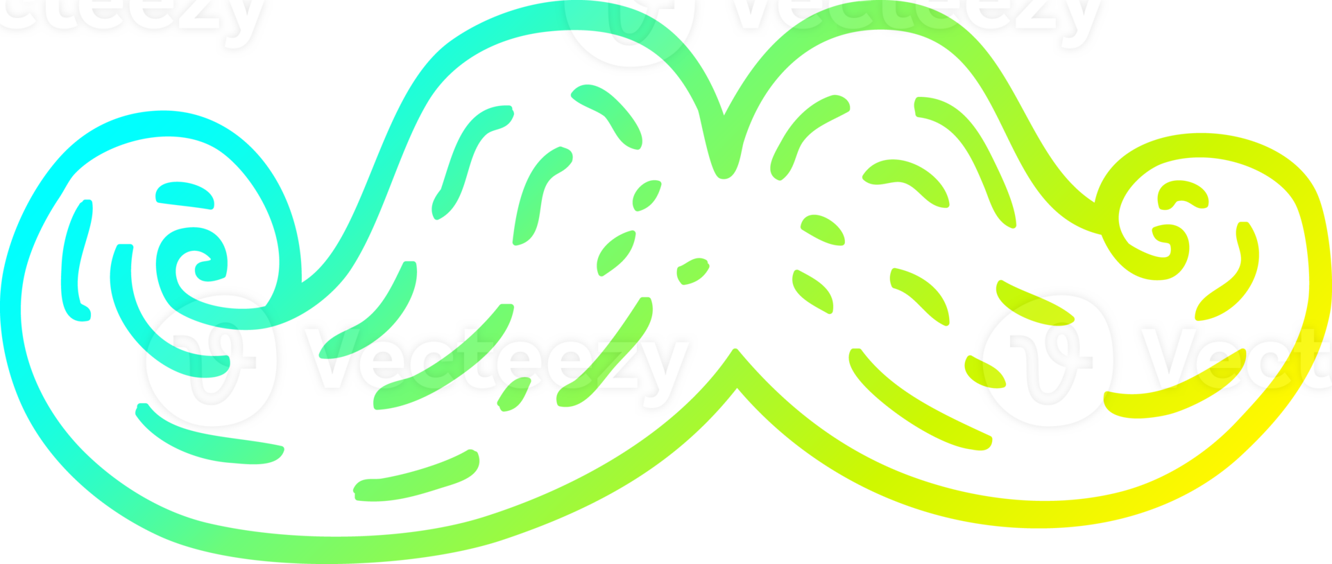 cold gradient line drawing of a cartoon curly mustache png