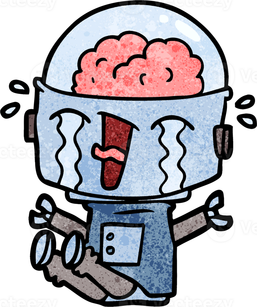 cartoon crying robot png