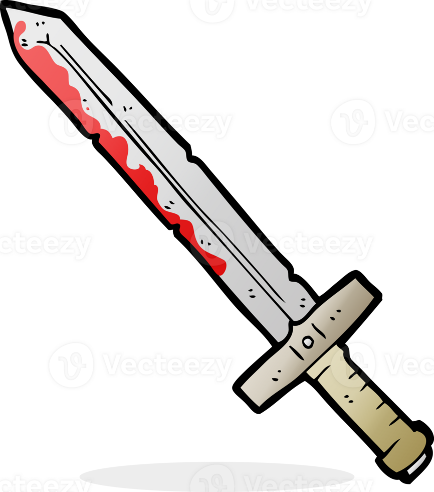 hand drawn cartoon bloody sword png