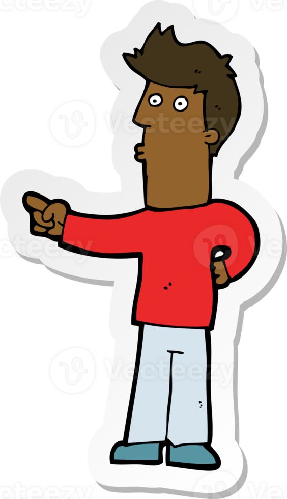 sticker of a cartoon man pointing png