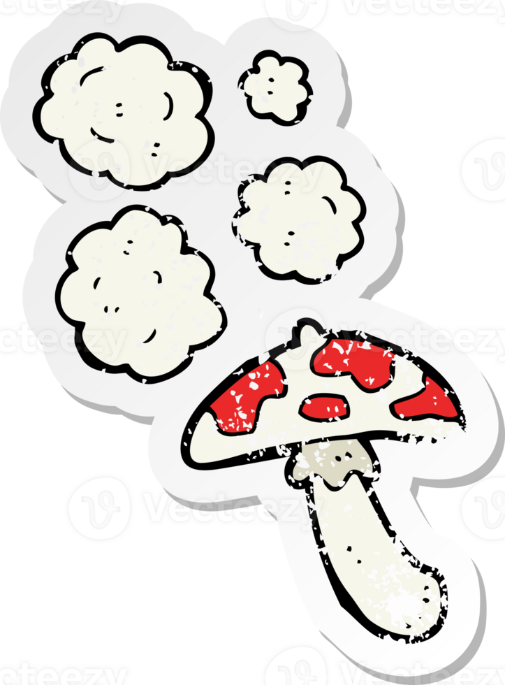 retro distressed sticker of a cartoon toadstool png