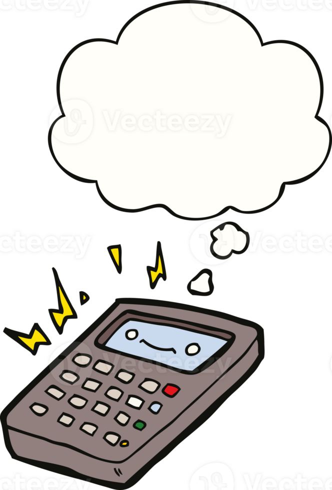 cartoon calculator with thought bubble png