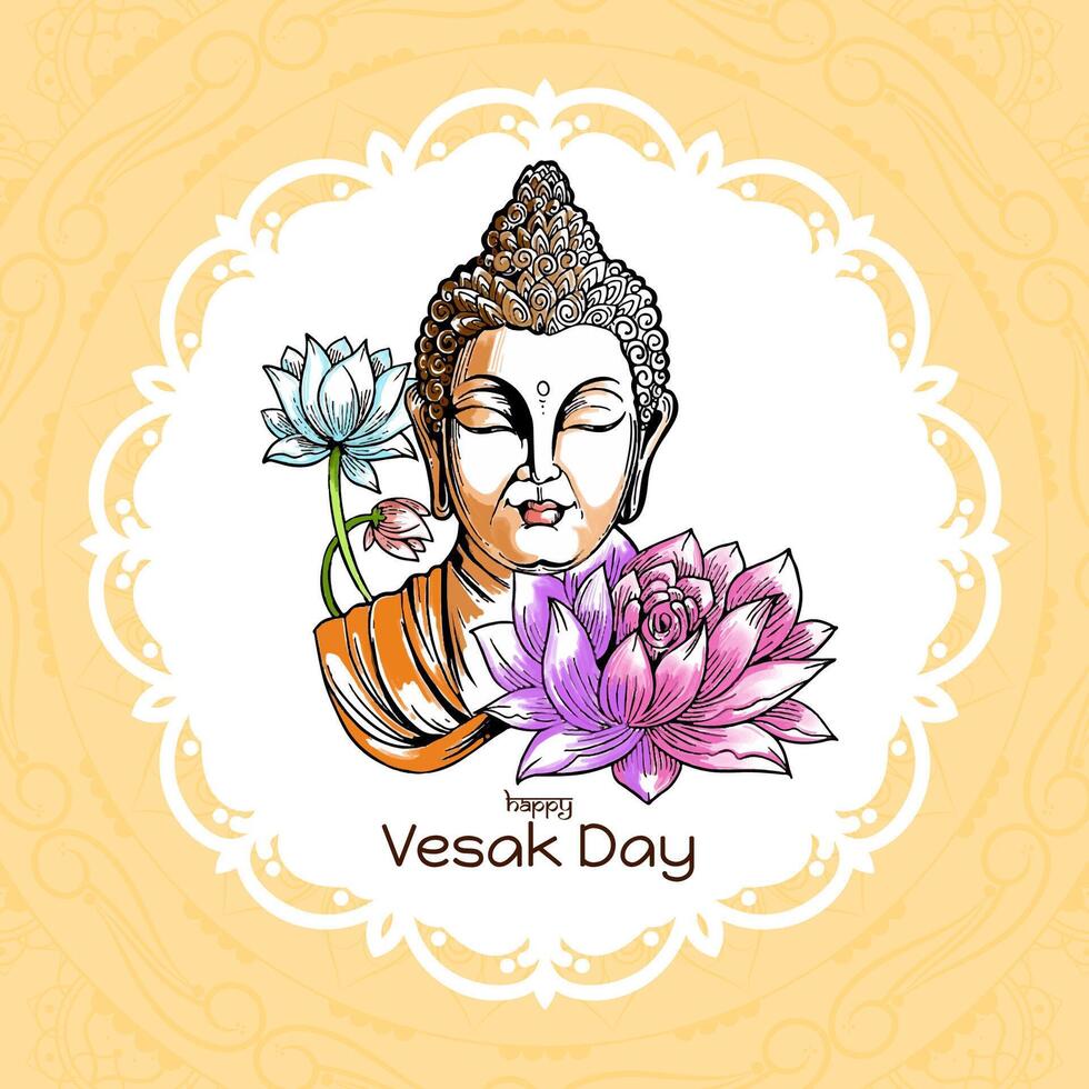 Happy Buddha purnima or Vesak day card with gautam buddha design vector