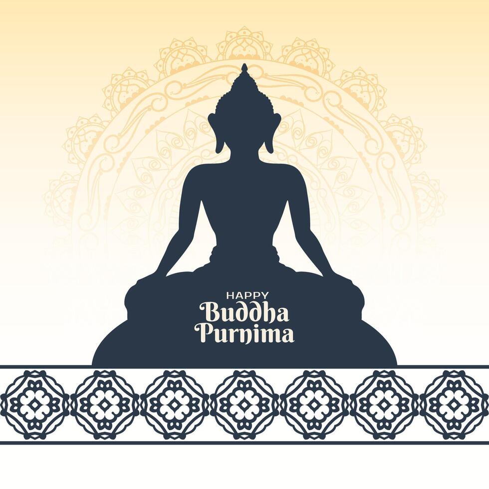 Religious Happy Buddha Purnima Indian festival greeting card vector