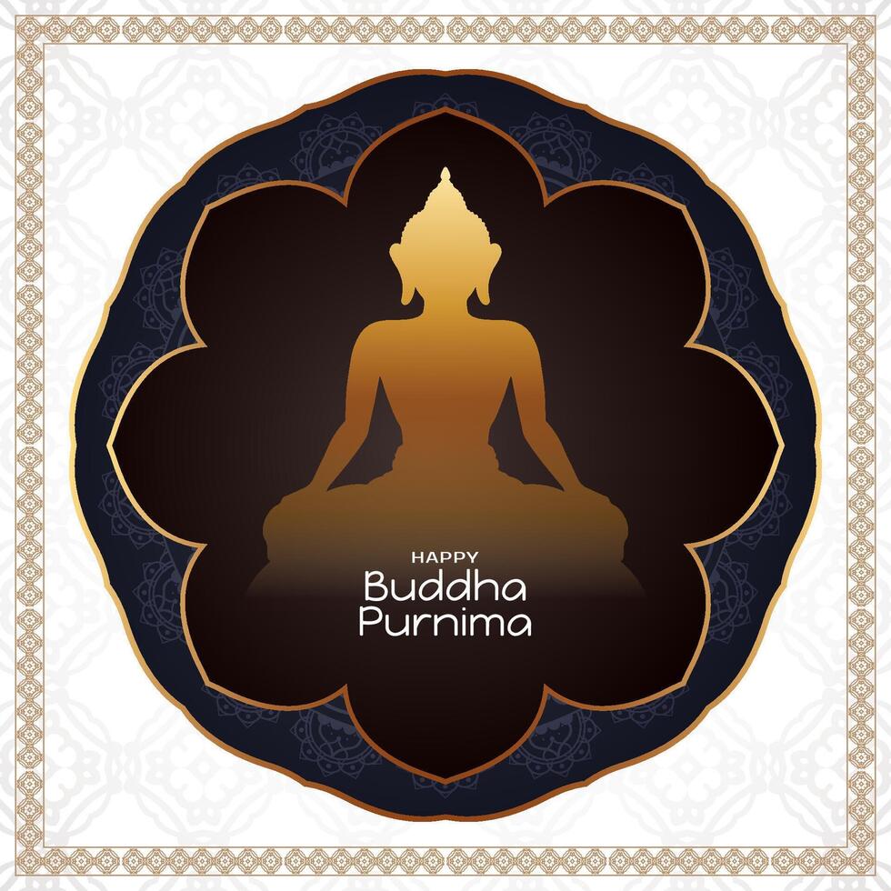 Happy Buddha Purnima cultural Indian festival celebration card vector