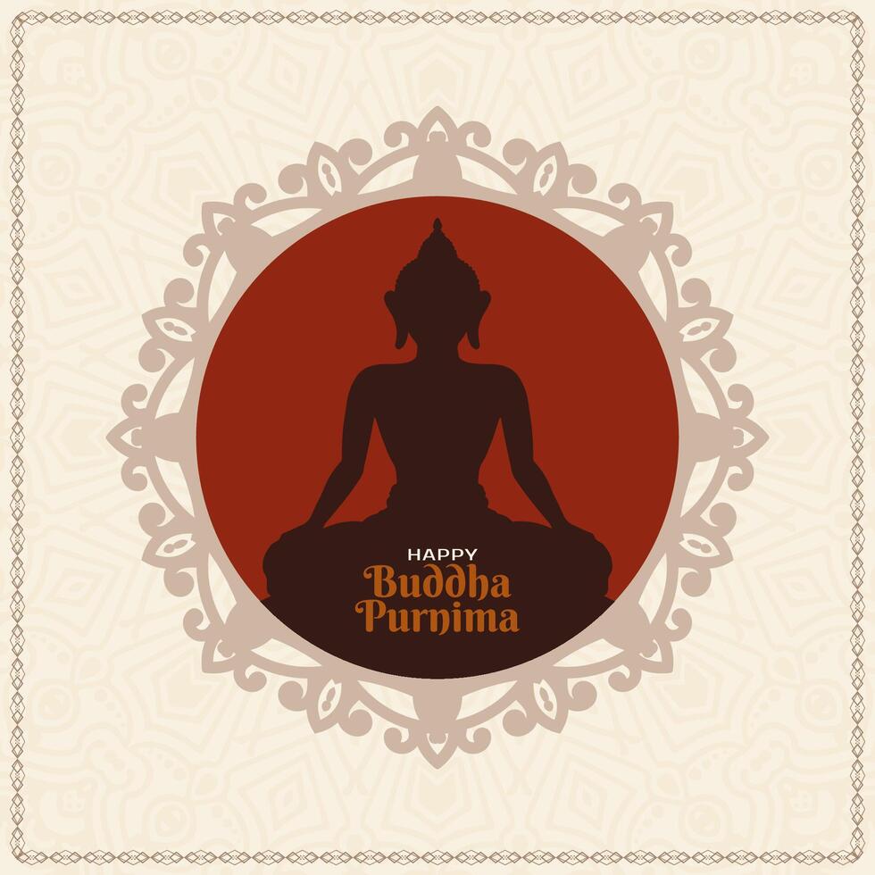 Religious Happy Buddha Purnima Indian festival greeting card vector