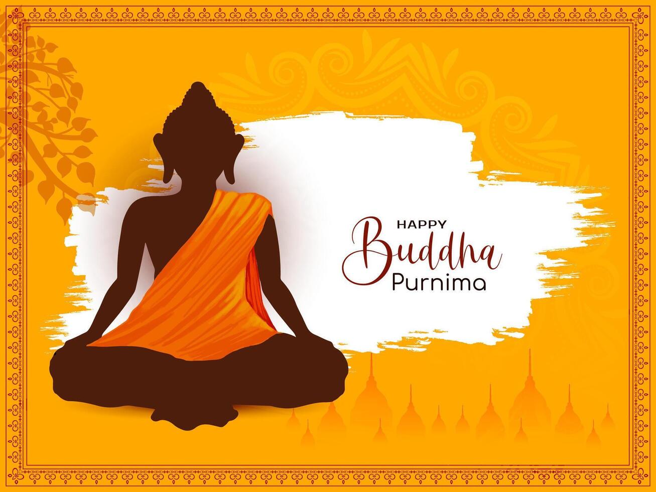 Beautiful Happy Buddha Purnima Indian festival celebration background vector