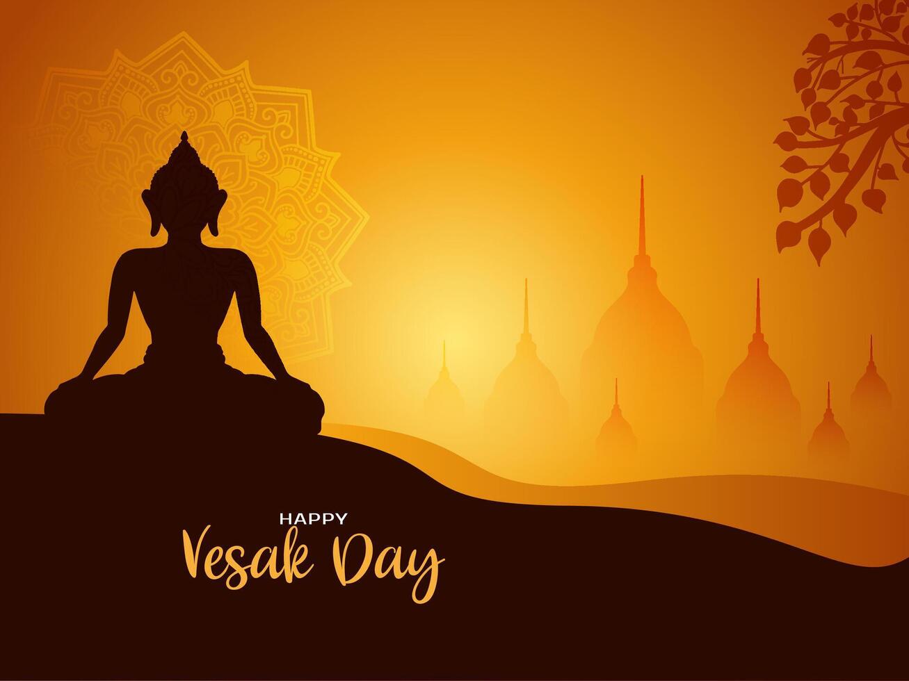 Happy Buddha purnima or Vesak day festival greeting card vector