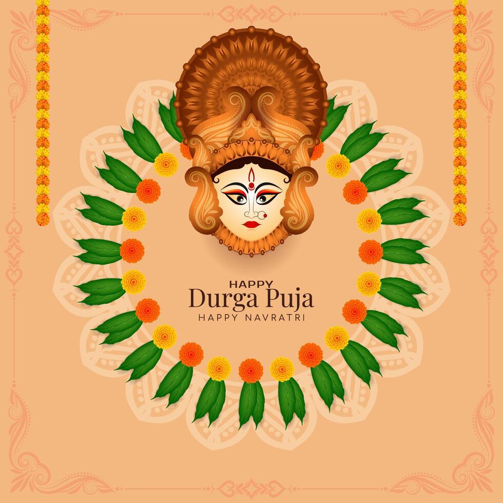 durga puja y feliz diseño de fondo del festival de adoración de la diosa india navratri vector