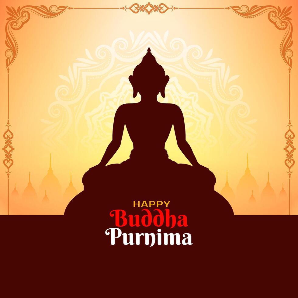 Elegant Happy Buddha Purnima Hindu traditional festival background vector