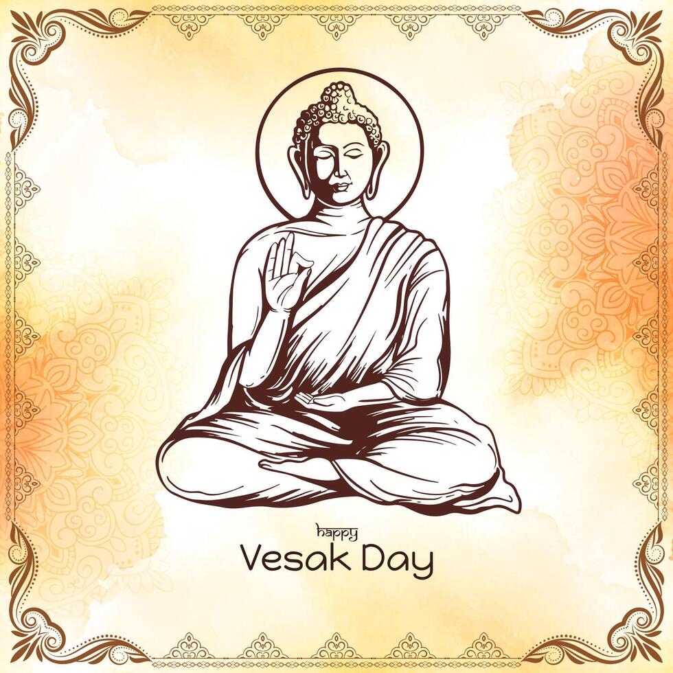 Happy Vesak day festival celebration spiritual background design vector