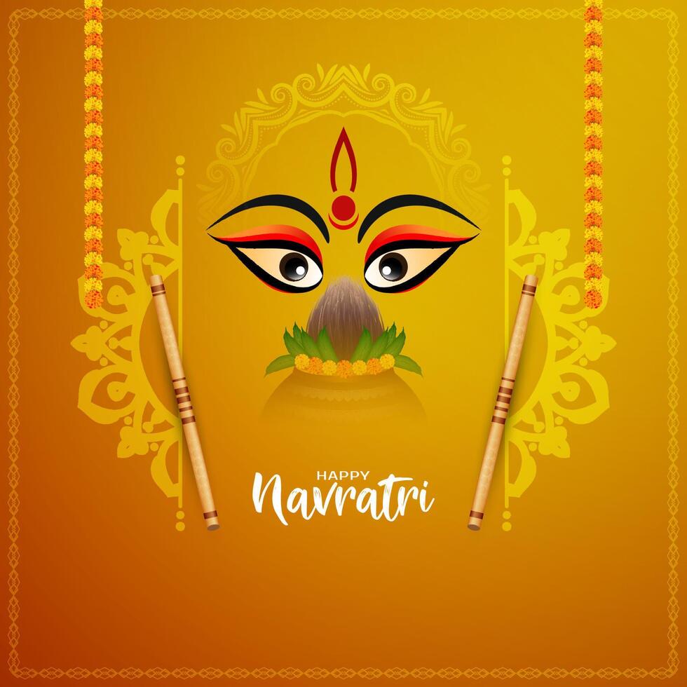 Elegant Durga Puja and traditional Happy navratri festival celebration background vector
