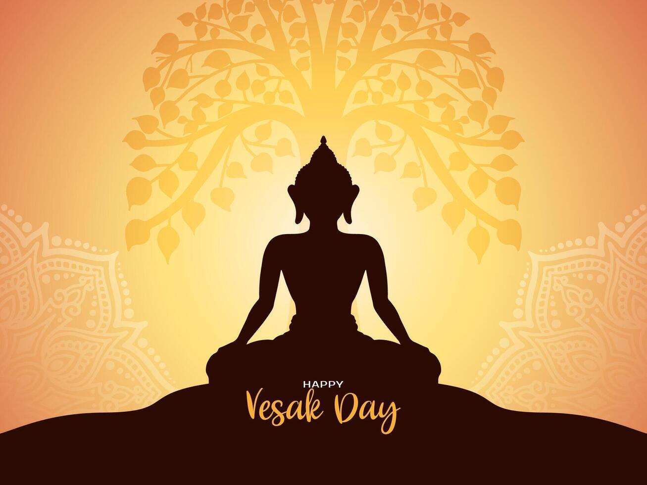 Happy Vesak day or mahavir jayanti background with lord buddha vector