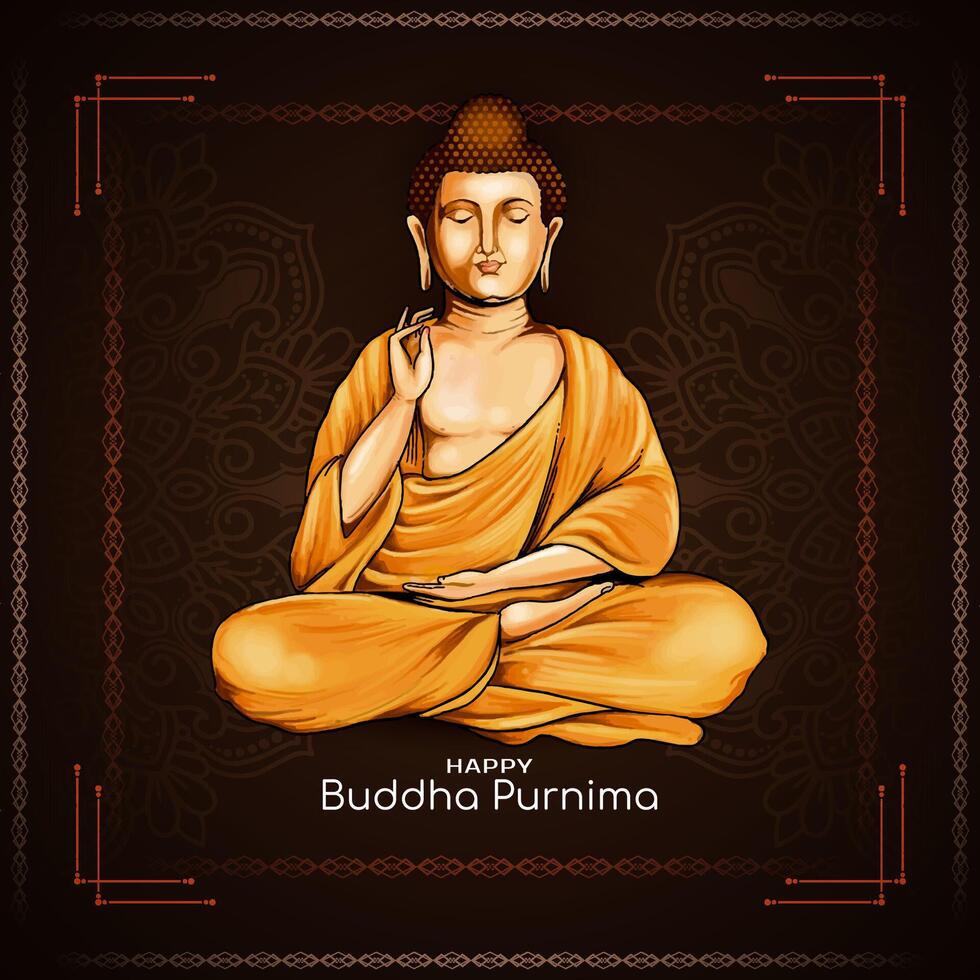 Happy Buddha Purnima cultural Indian festival background illustration vector