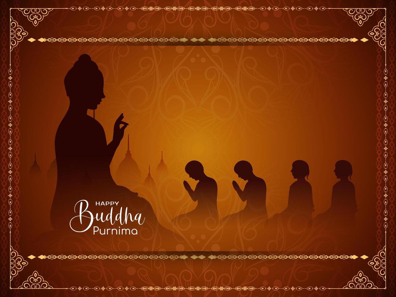Beautiful Happy Buddha Purnima Indian festival celebration background vector