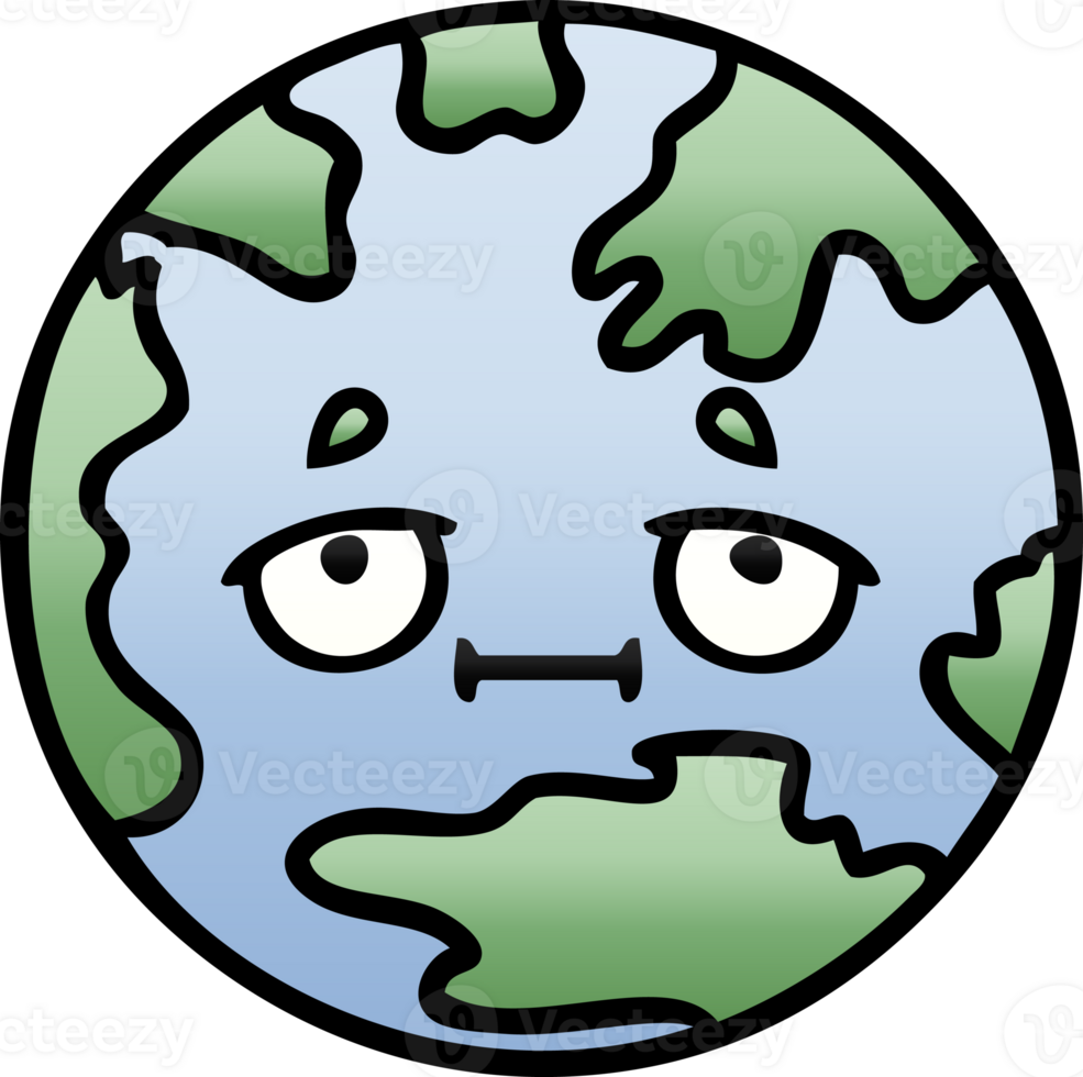 gradient shaded cartoon of a planet earth png