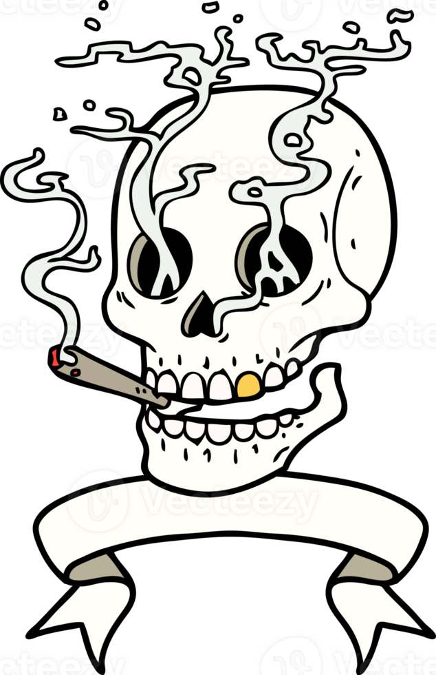 traditional tattoo with banner of a skull png