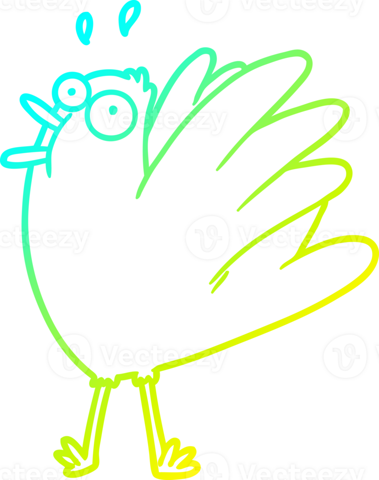 cold gradient line drawing of a cartoon bird squawking png