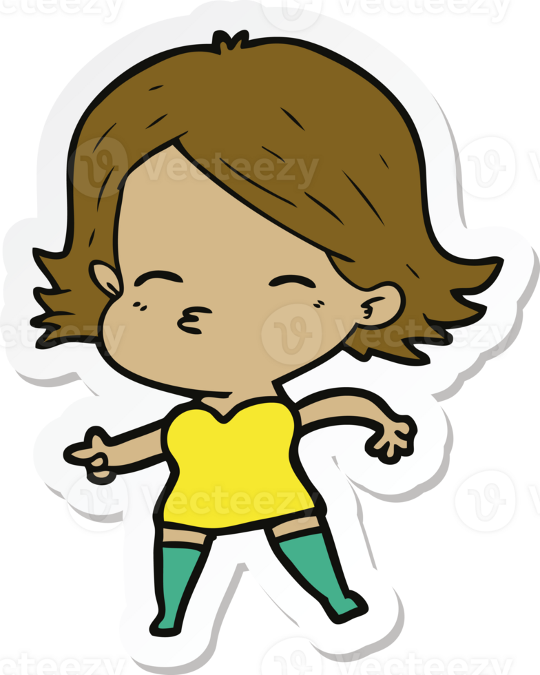 sticker of a cartoon woman pointing png