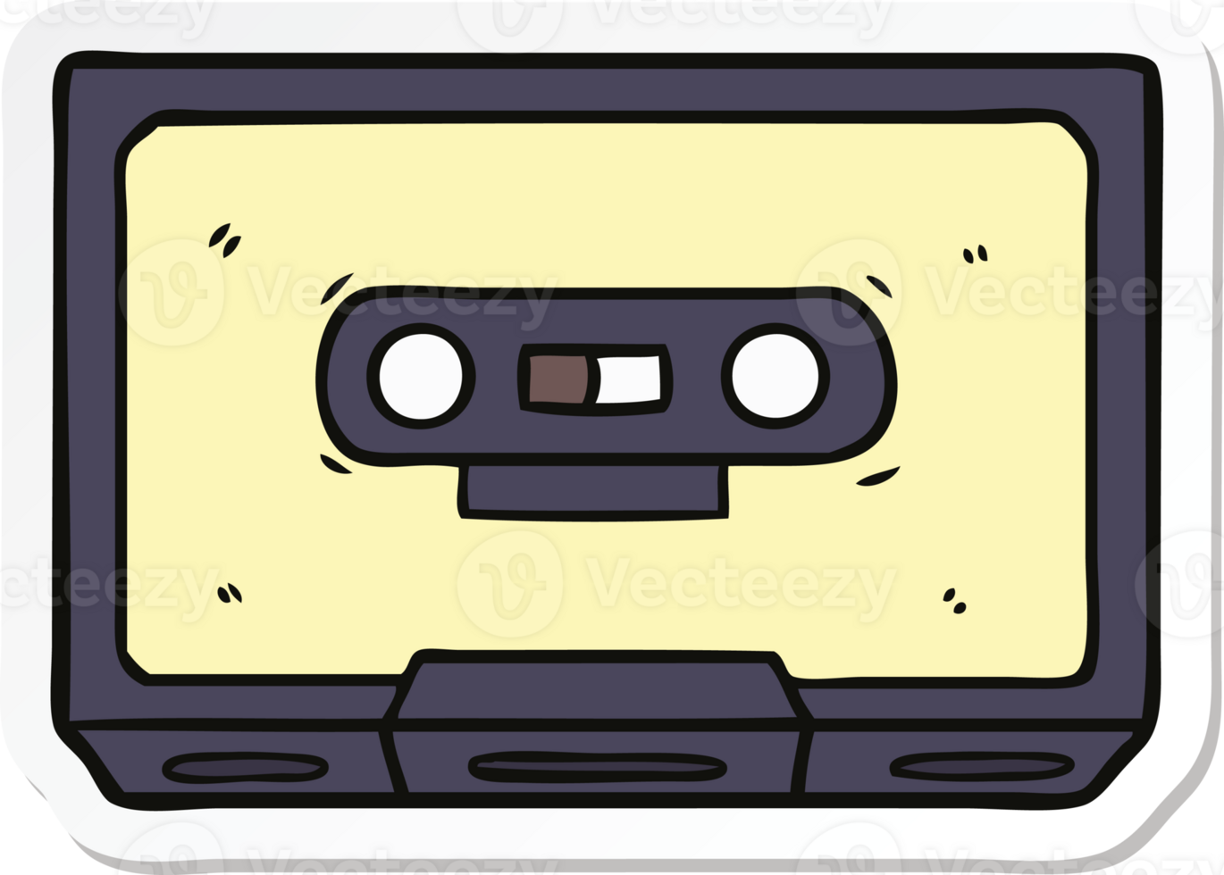sticker of a cartoon old cassette tape png