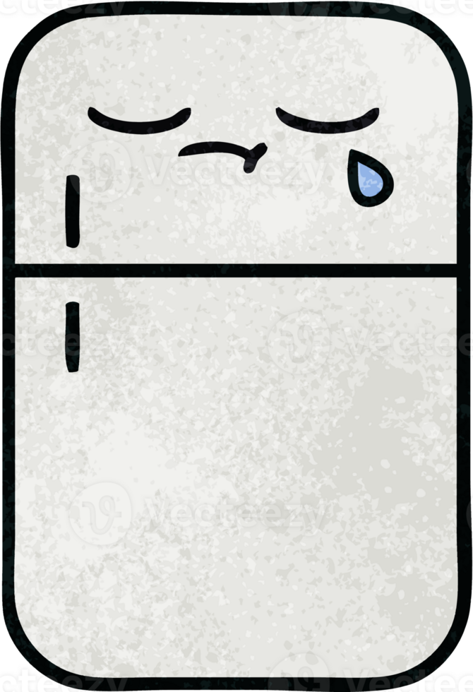 retro grunge texture cartoon of a fridge  zer png