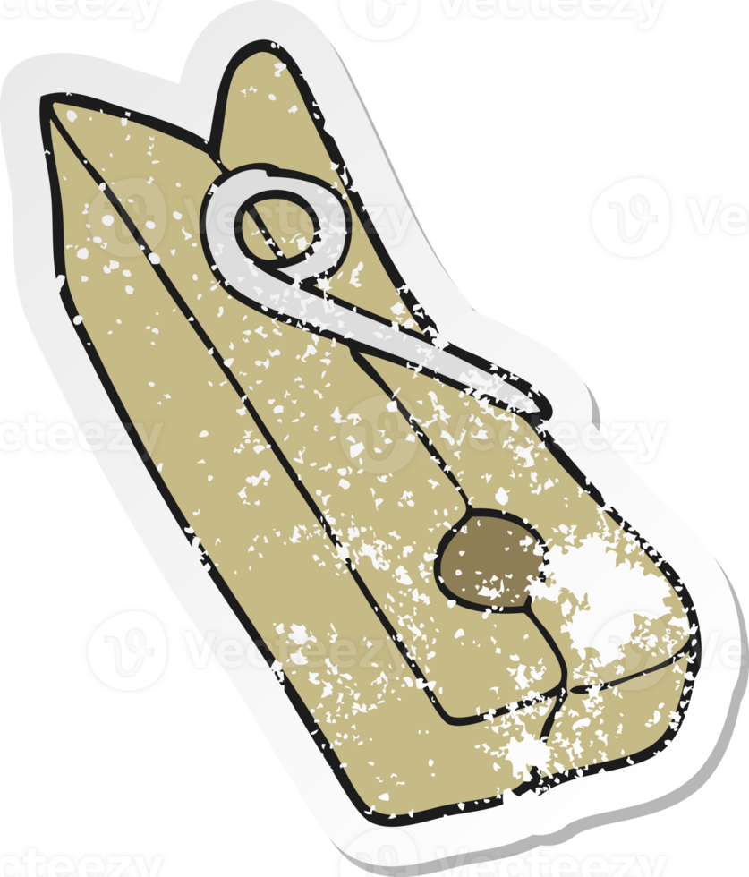 retro distressed sticker of a cartoon wood peg png