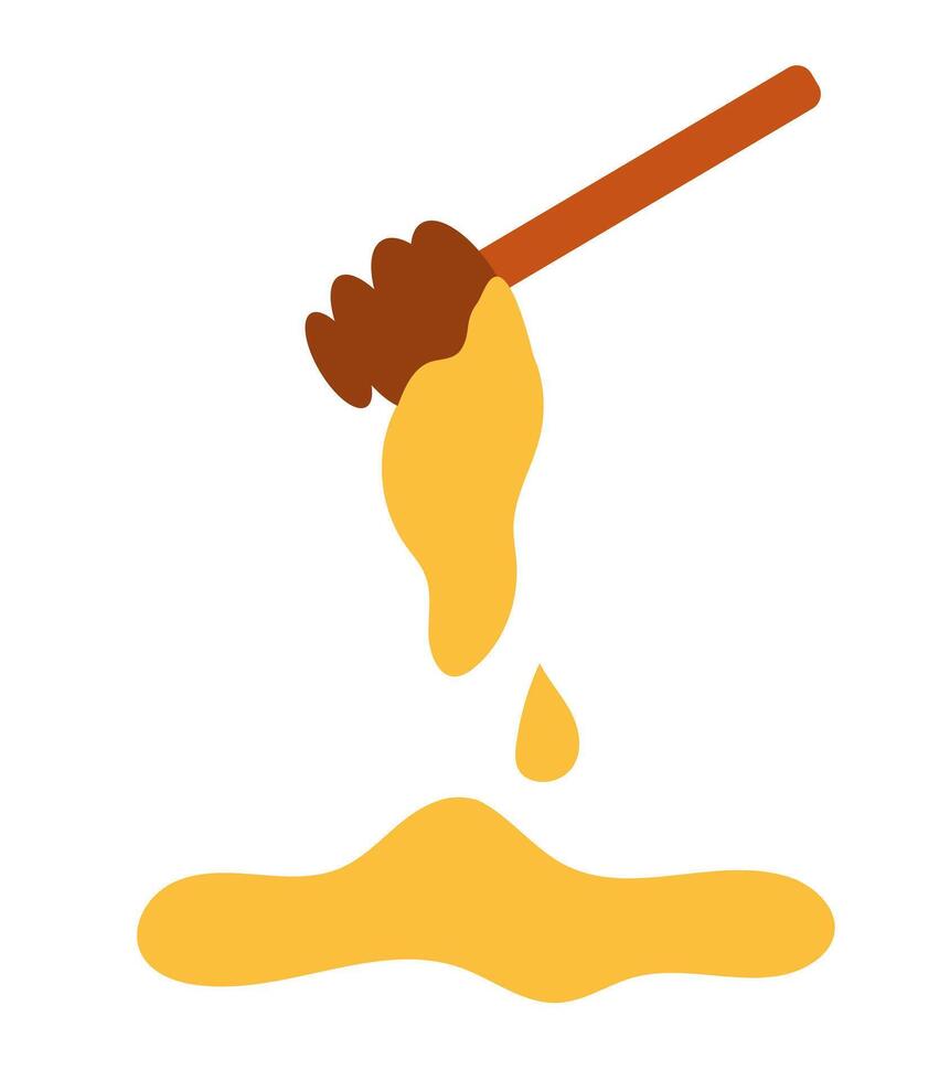 Dipper spoon with honey dripping. Sweet Food. Harvesting Element. flat illustration. vector