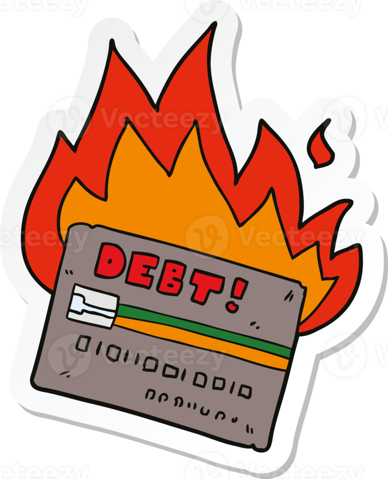 sticker of a burning credit card cartoon png