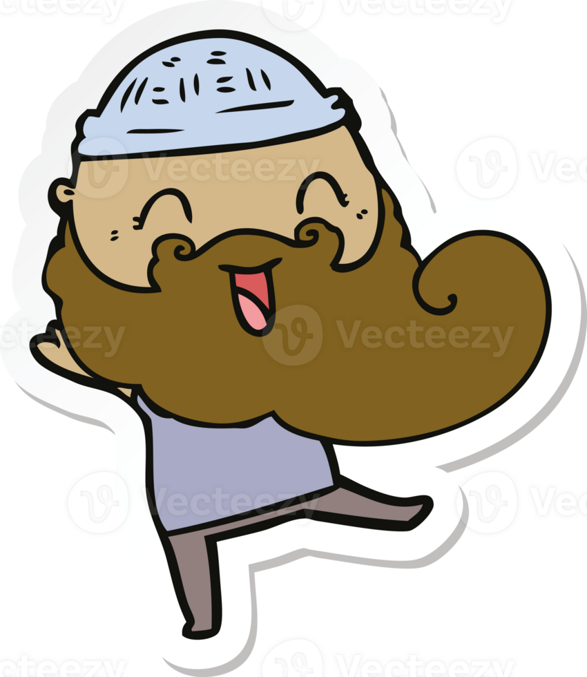 sticker of a happy bearded man png