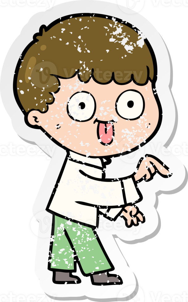 distressed sticker of a cartoon man staring png