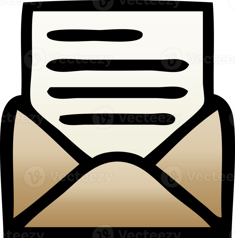 gradient shaded cartoon of a letter and envelope png