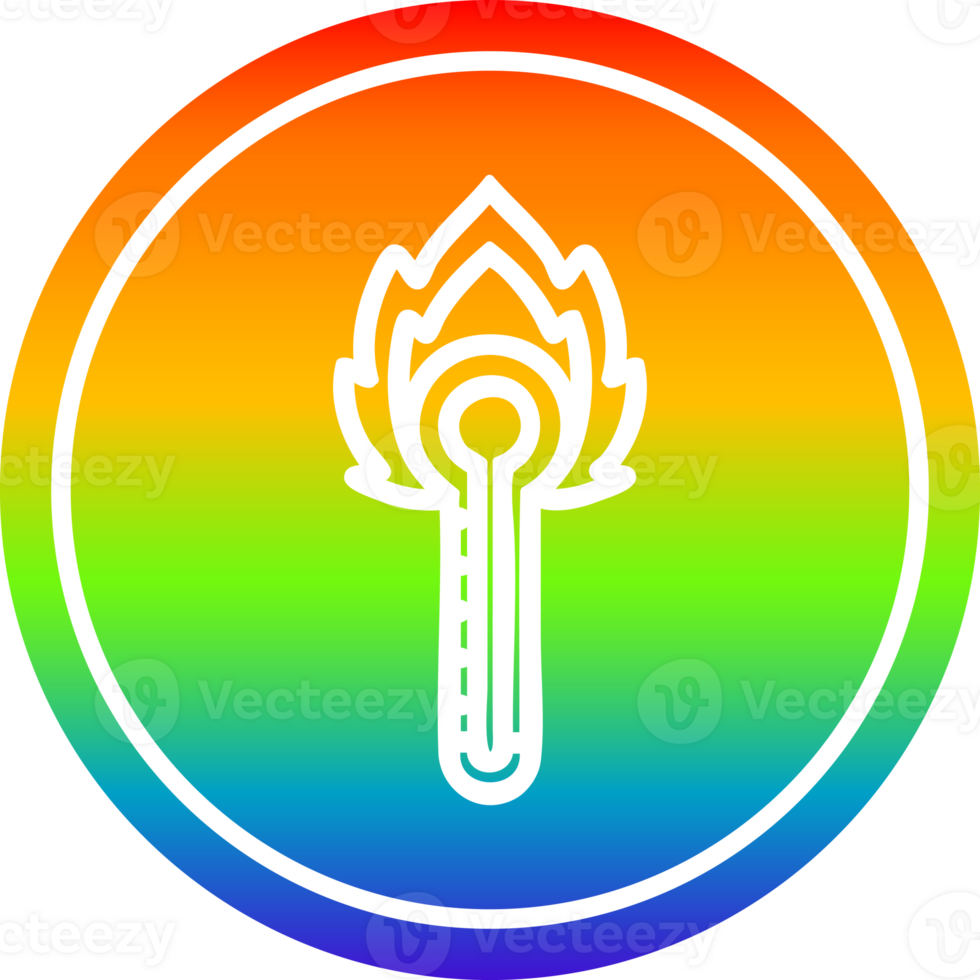 flaming thermometer circular icon with rainbow gradient finish png