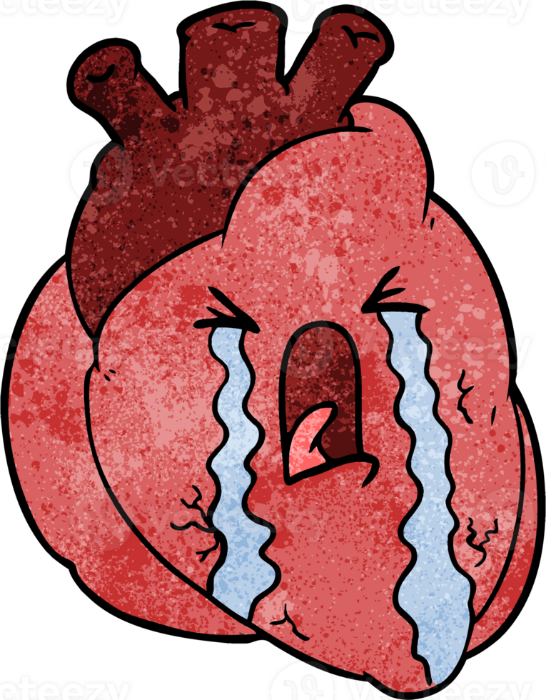 cartoon heart crying png