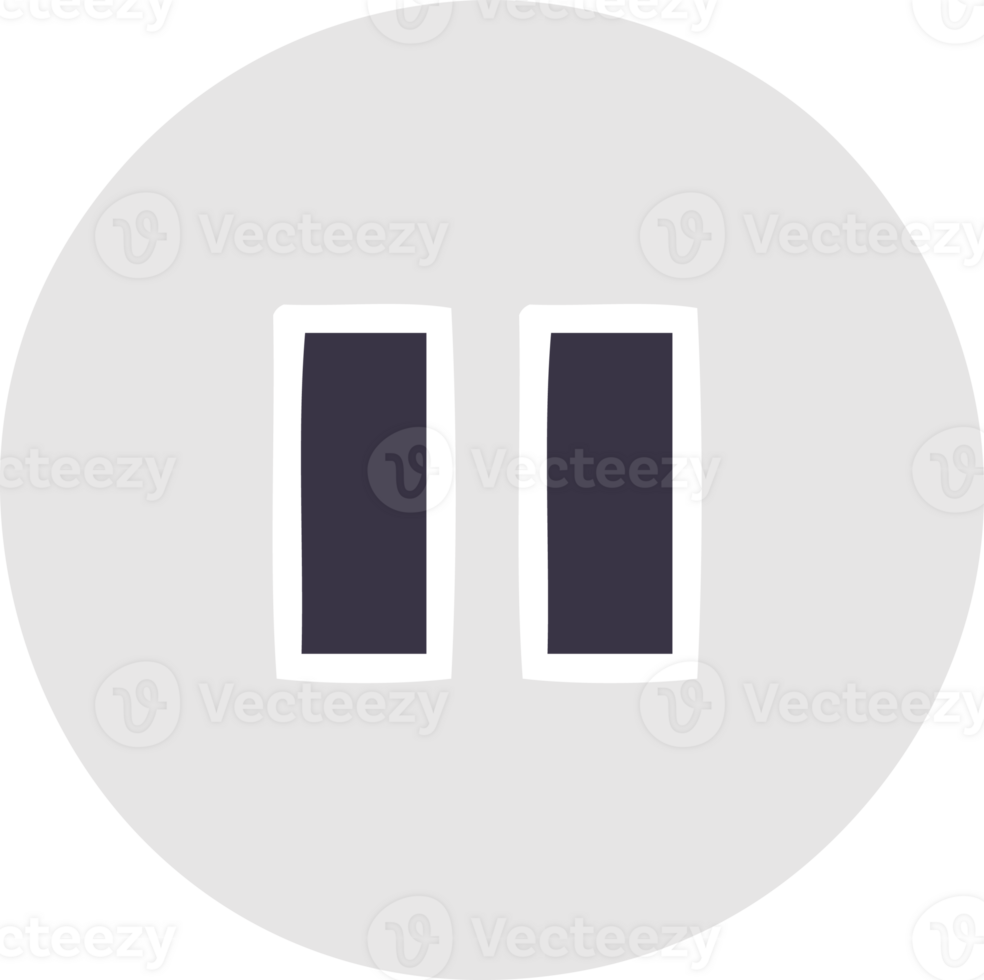 flat color retro cartoon of a pause button png