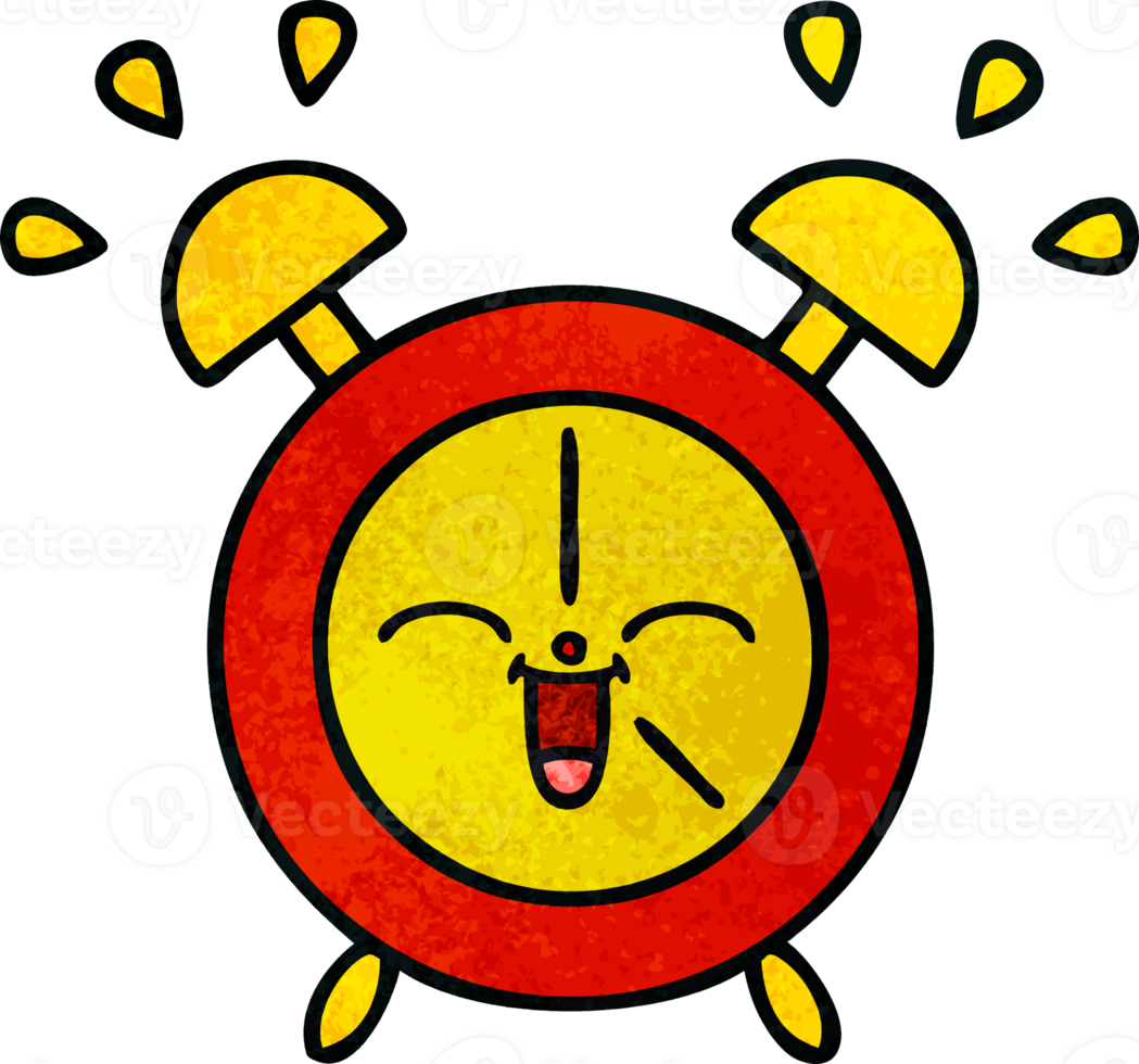 retro grunge texture cartoon of a alarm clock png