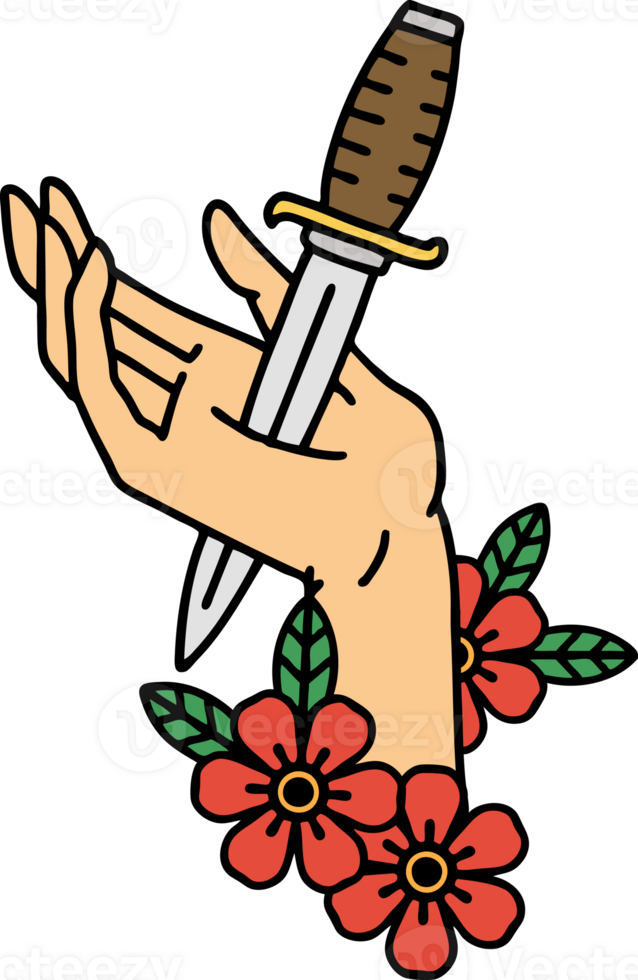 tattoo in traditional style of a dagger in the hand png