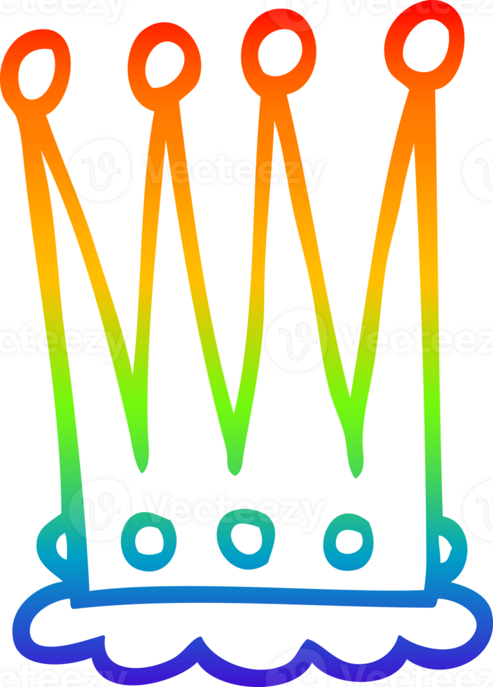 Regenbogen Gradient Linie Zeichnung von ein Karikatur Krone png