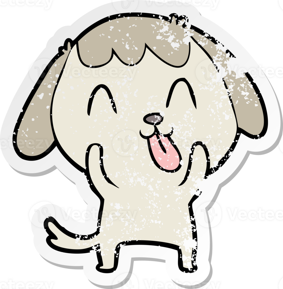 distressed sticker of a cute cartoon dog png