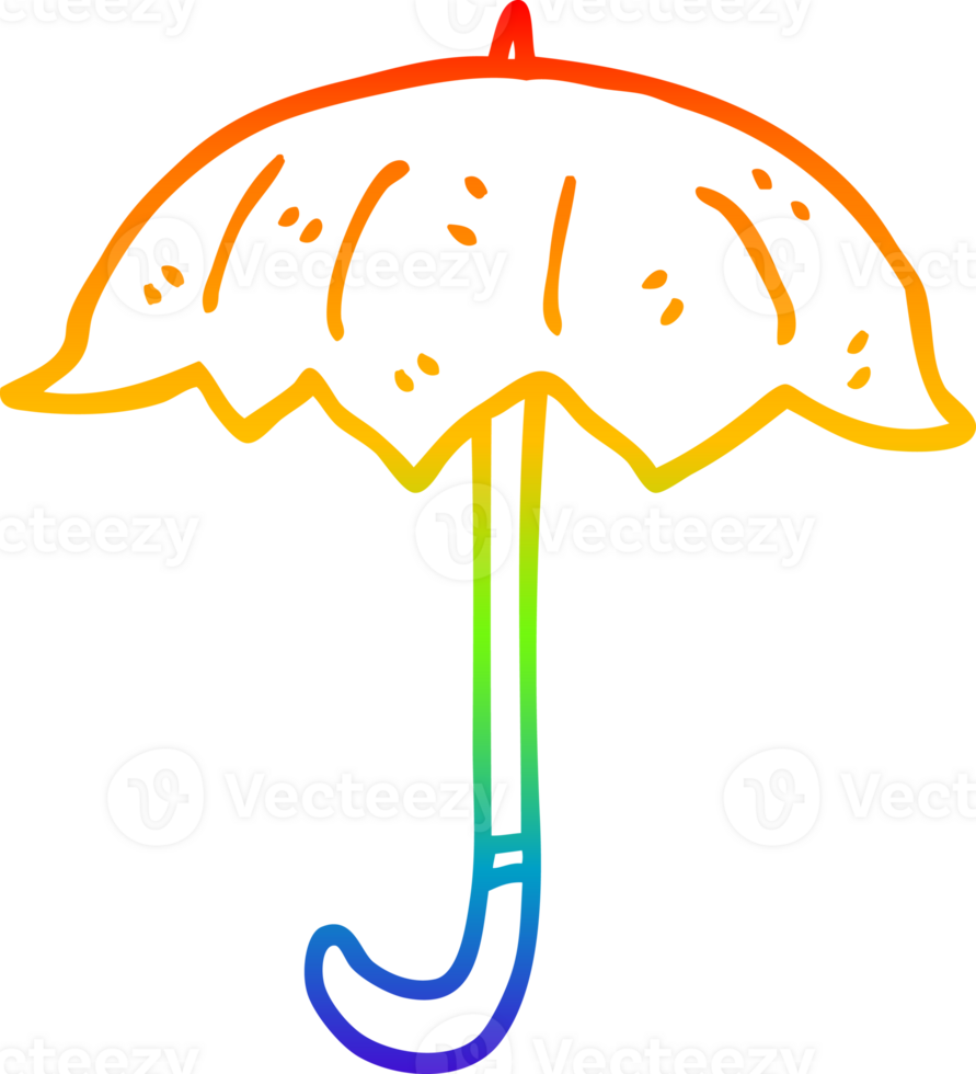 rainbow gradient line drawing of a cartoon open umbrella png