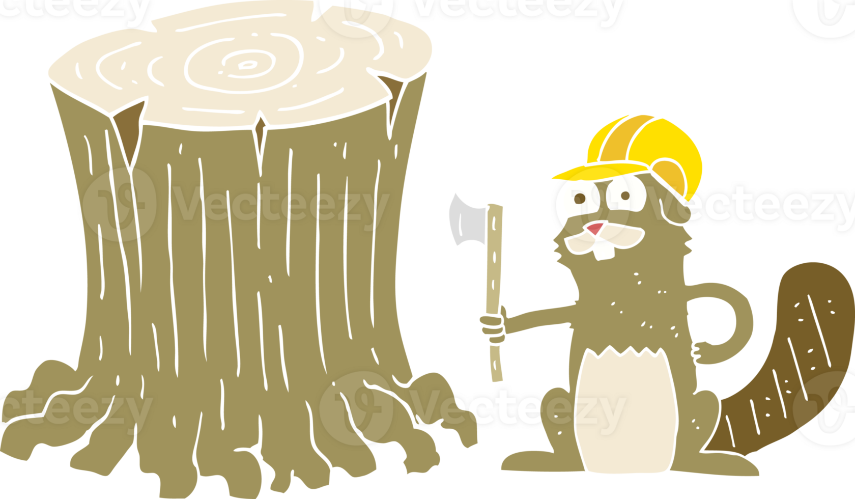 flat color illustration of beaver png