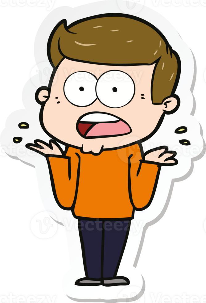 sticker of a cartoon shocked man png